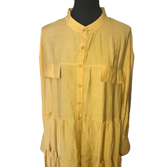 New SoHo Boho Tiered Long Sleeved Button Down Dress Women - Picture 3 of 13